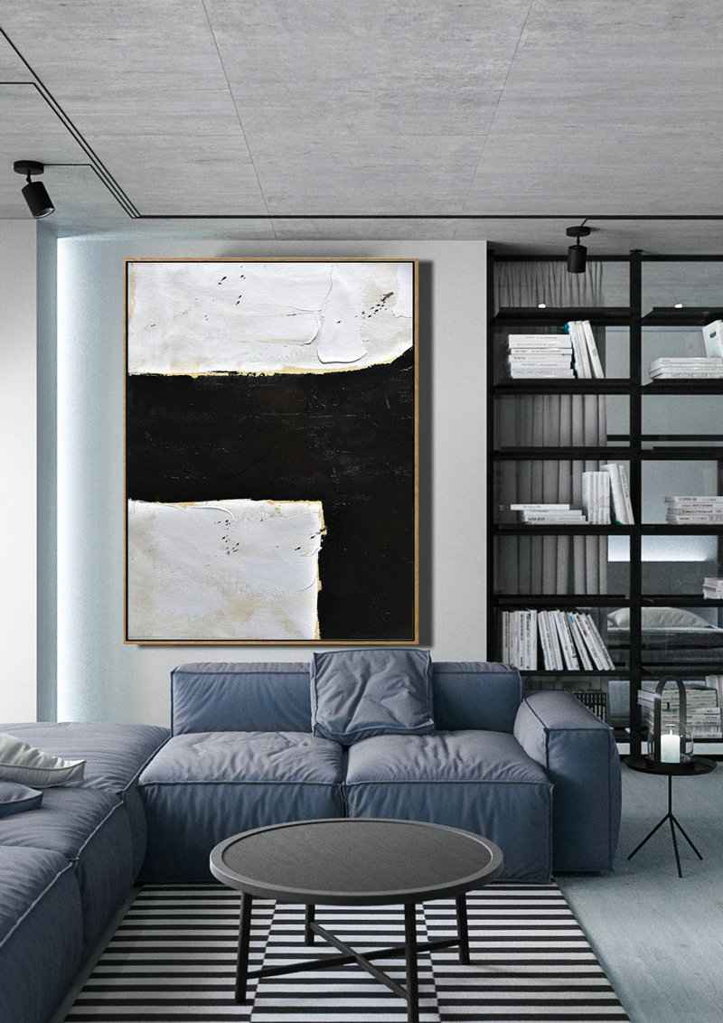 Abstract Painting Extra Large Canvas Art,Minimalist Painting On Canvas, Palette Knife Vertical Minimal Art - Unique Canvas Art